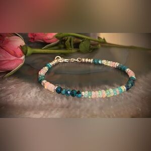 African Turquoise Multi-Color Welo Opal Bracelet in Sterling Silver